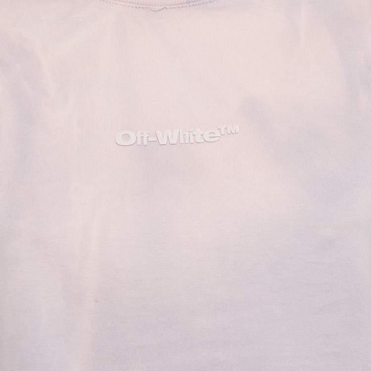 Pre Owned Off-White Lavender Tie & Dye Logo Applique Crop Top S