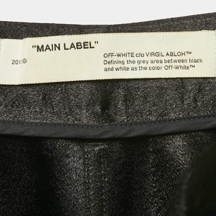 Pre Owned Off-White Black Glossy Raw Edge Wide Leg Trousers XS