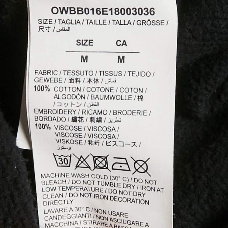 Pre Owned Off-White White Logo Embroidered Cotton Hoodie M