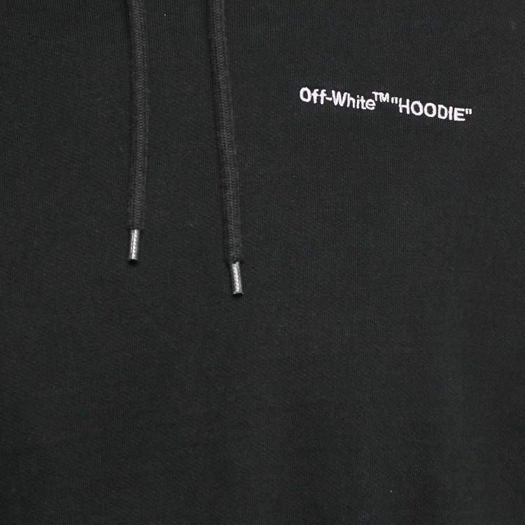 Pre Owned Off-White White Logo Embroidered Cotton Hoodie M