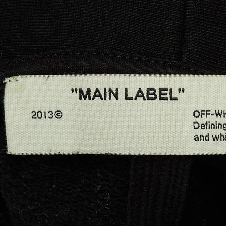 Pre Owned Off-White Black Cabin Baggage Tape Print Cotton Hoodie S