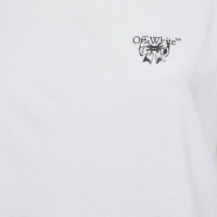Pre Owned Off-White White Bow Print Jersey Crewneck T-Shirt XL