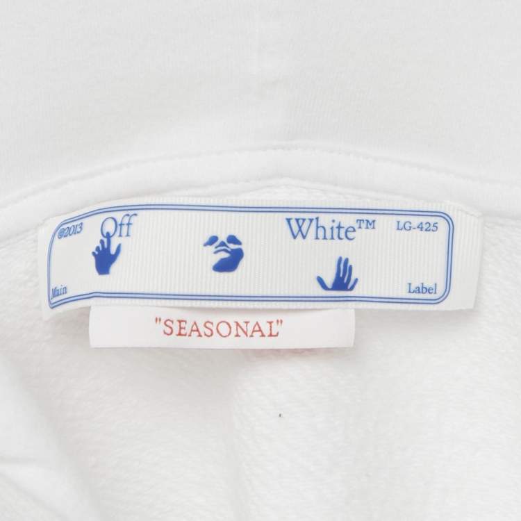 مملوكة مسبقًا Off-White White Rhinestone Detail Cotton Hoodie M