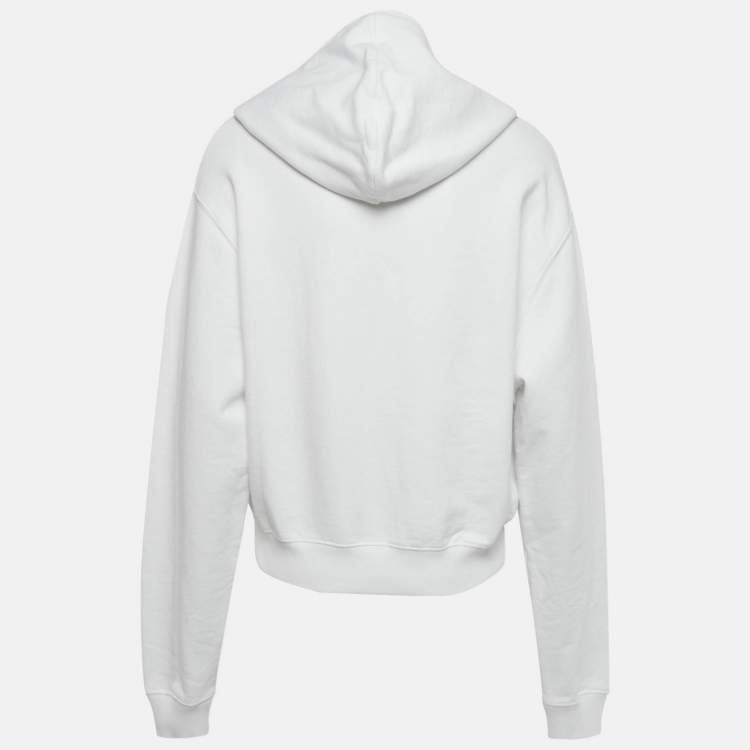 مملوكة مسبقًا Off-White White Rhinestone Detail Cotton Hoodie M
