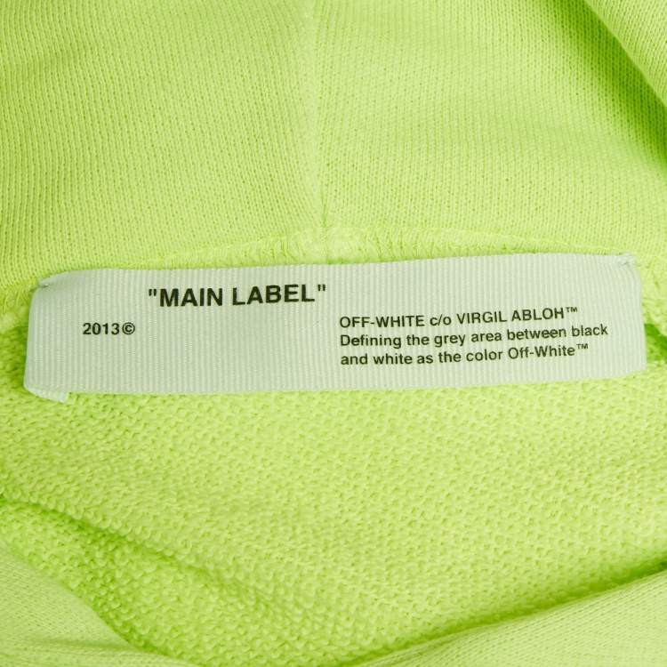Pre Owned Off-White Neon Green Tape Print Cotton Hoodie S