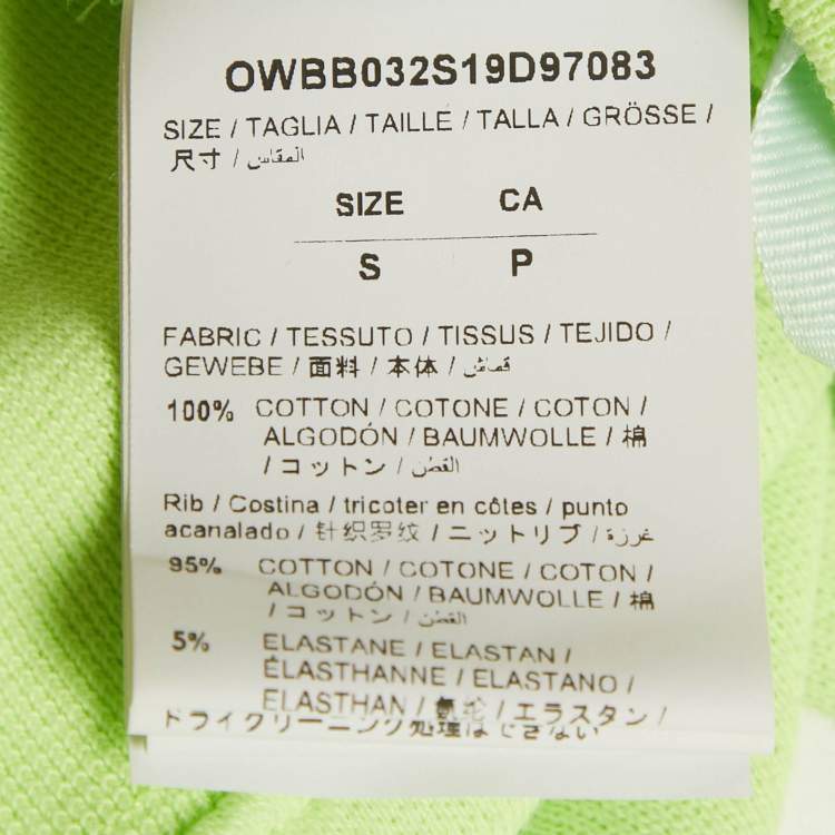 Pre Owned Off-White Neon Green Tape Print Cotton Hoodie S