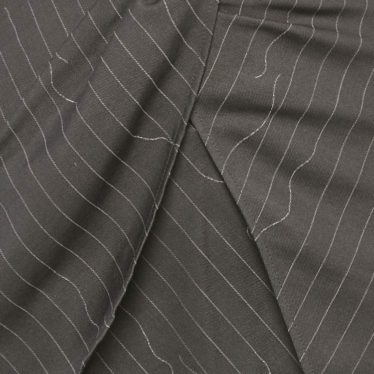 مملوكة مسبقًا Off-White Grey Pinstripe Layered Mini Skirt S 