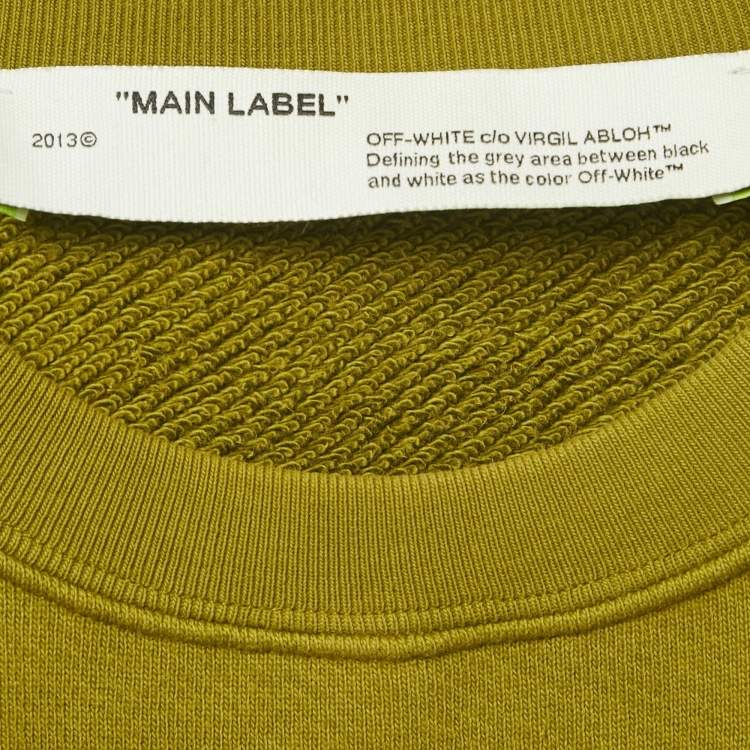 Pre Owned Off-White Green Cotton Crewneck Arrow Print Sweatshirt S