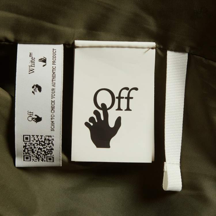 Pre Owned Off-White Green Synthetic Double Breasted Trench Coat S