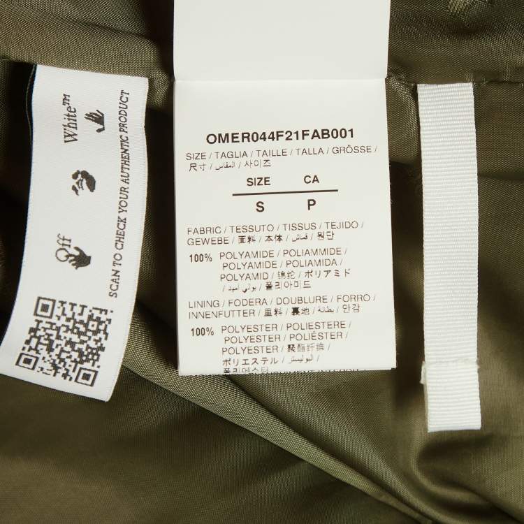Pre Owned Off-White Green Synthetic Double Breasted Trench Coat S