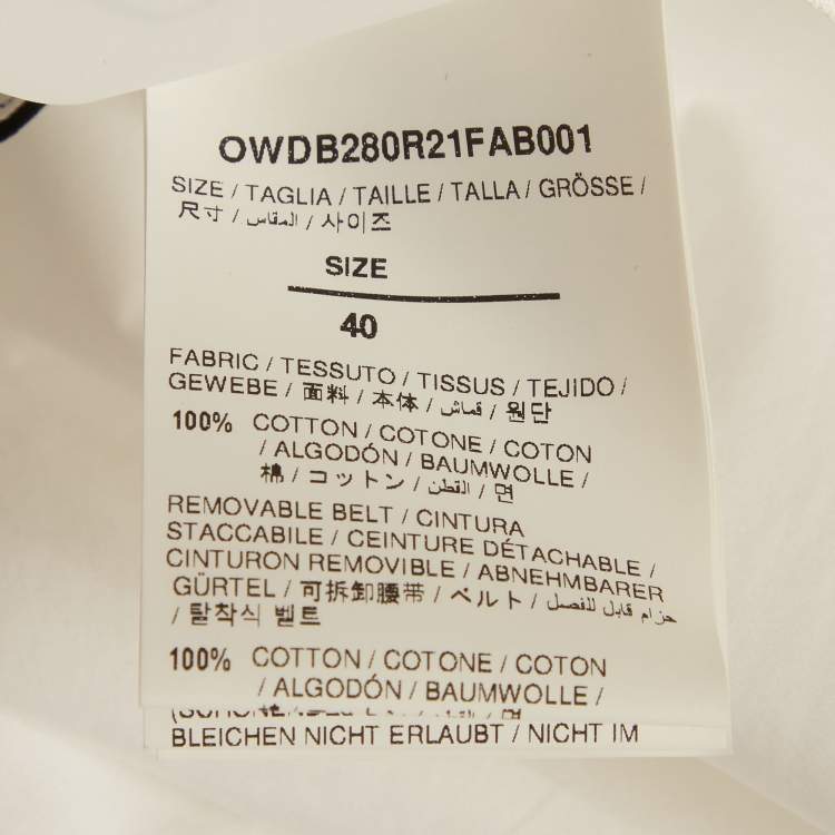 مملوكة مسبقًا Off-White White Cotton Asymmetric Pleated Long-Sleeved Shirt Dress S