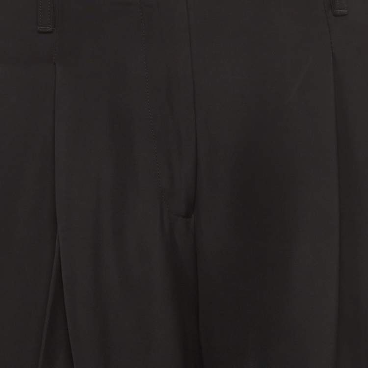 Pre Owned Off-White White Black Crepe Straight Leg Trousers M