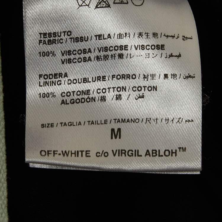 Pre Owned Off-White White Black Crepe Straight Leg Trousers M