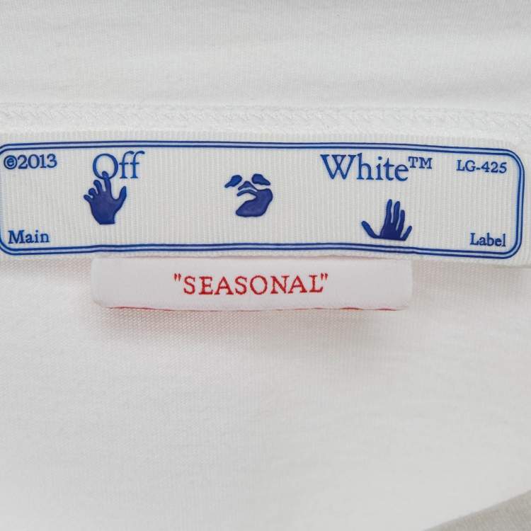 Pre Owned Off-White White Logo Embroidered Crop T-Shirt XS