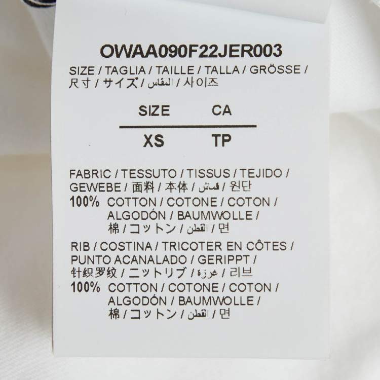 Pre Owned Off-White White Logo Embroidered Crop T-Shirt XS