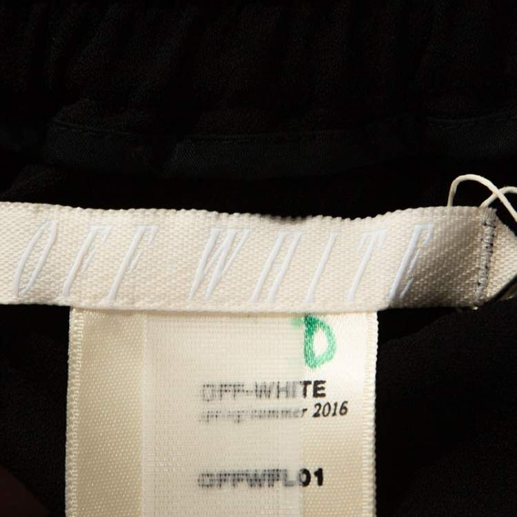 Pre Owned Off-White Black Pleated Crepe Asymmetric Skirt M