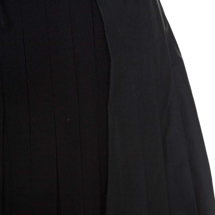 Pre Owned Off-White Black Pleated Crepe Asymmetric Skirt M