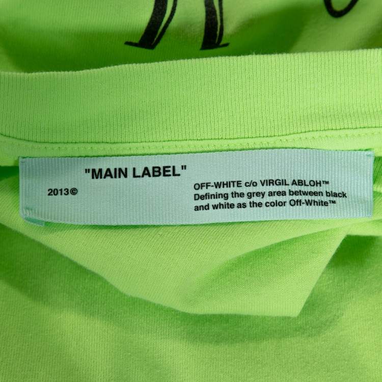Pre Owned Off-White Fluorescent Yellow Printed Cotton T-Shirt S