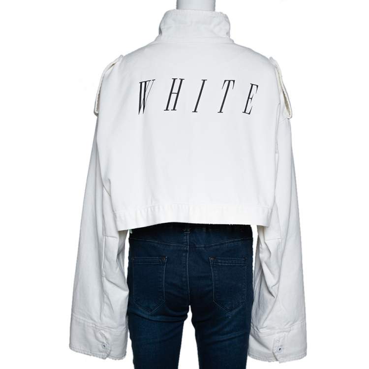 Pre Owned Off-White Cream Denim Cropped Jacket M 
