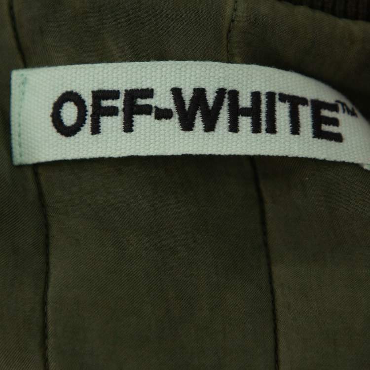 Pre Owned Off-White Green Cupro Washed Out Effect Zipper Front Bomber Jacket M