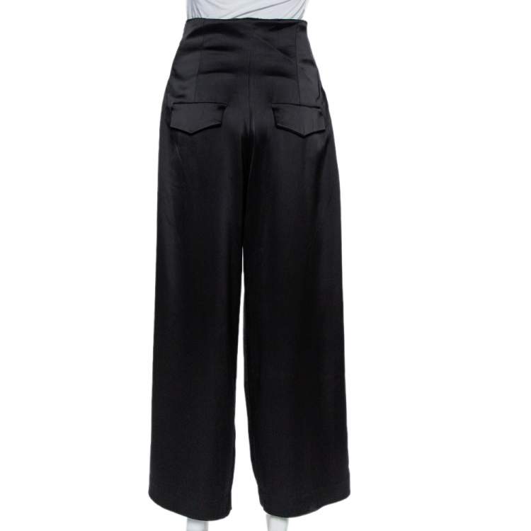 Pre Owned Off-White Black Satin Corsetry Striped Track Pants S