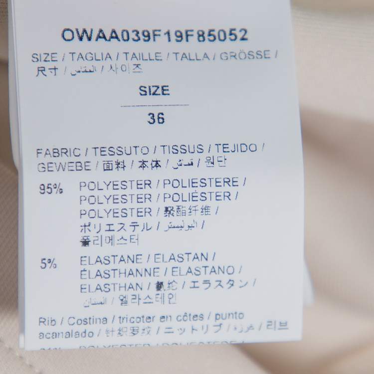 Pre Owned Off-White Beige Jersey Logo Printed Crewneck T-Shirt XS