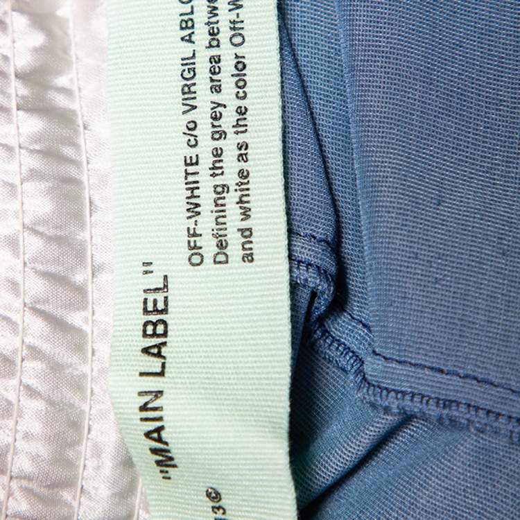 Pre Owned Off-White Navy Blue Velvet Contrast Trim Wide Leg Track Pants S