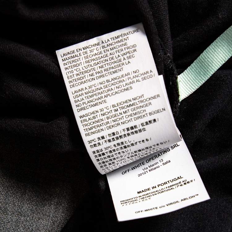 Pre Owned Off-White Black Logo Embroidered Cotton T-Shirt XS