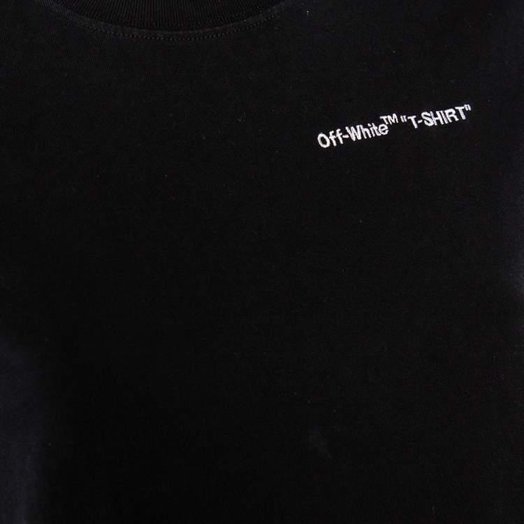 Pre Owned Off-White Black Logo Embroidered Cotton T-Shirt XS