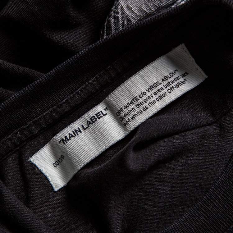 Pre Owned Off-White Black Cotton Logo Printed & Embroidered T-Shirt XS