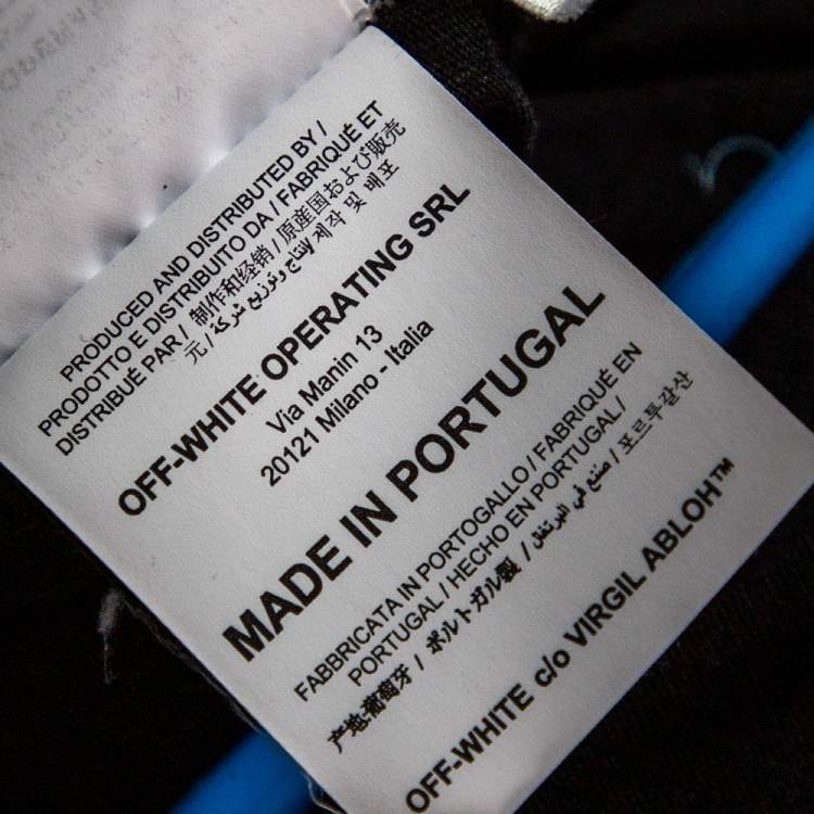 Pre Owned Off-White Black Cotton Logo Printed & Embroidered T-Shirt XS