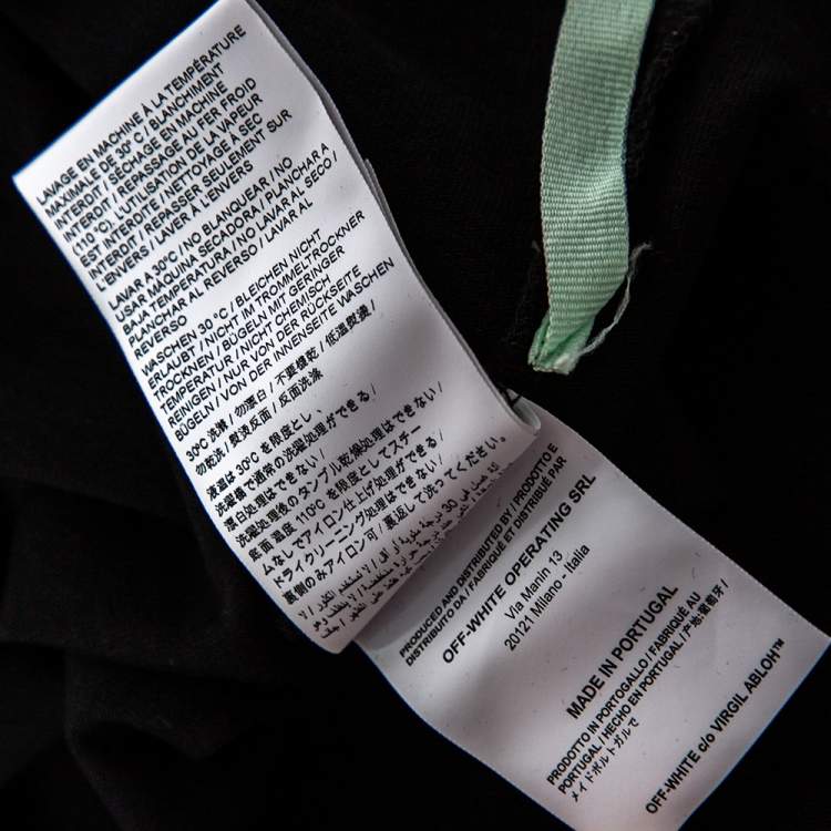 Pre Owned Off-White Black Cotton Logo Embossed Printed Cotton Crewneck T-Shirt M  