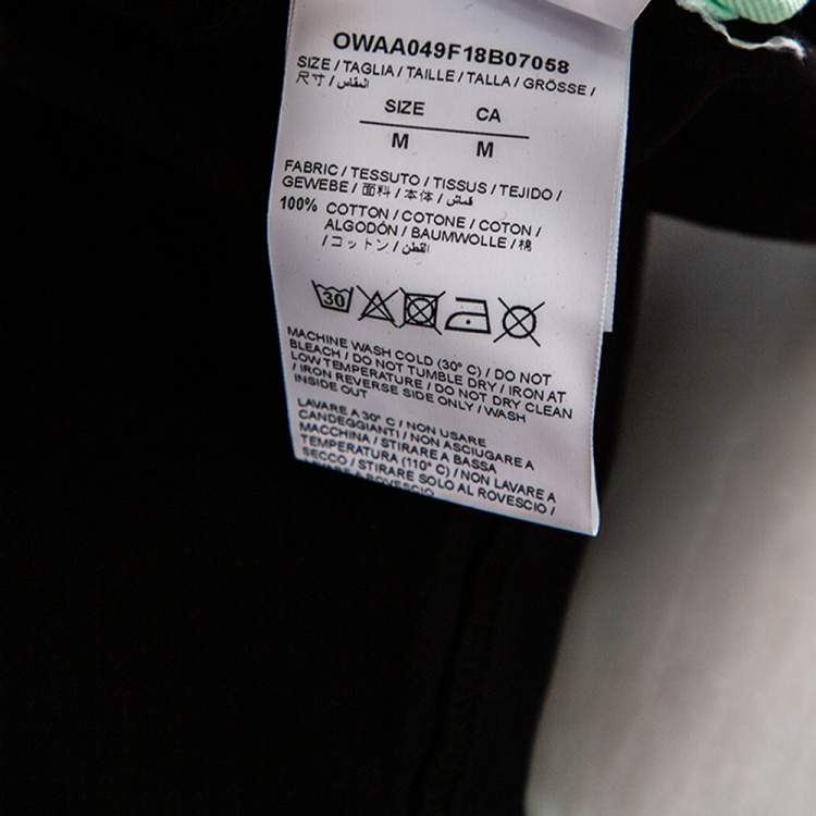 Pre Owned Off-White Black Cotton Logo Embossed Printed Cotton Crewneck T-Shirt M  