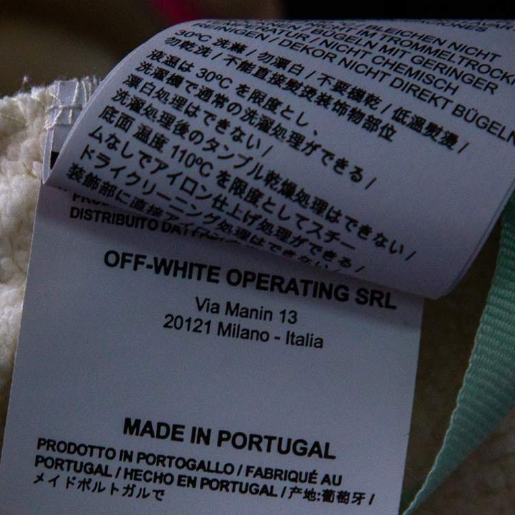 Pre Owned Off-White Cream Cotton Knit Logo Embroidered Cropped Hoodie S