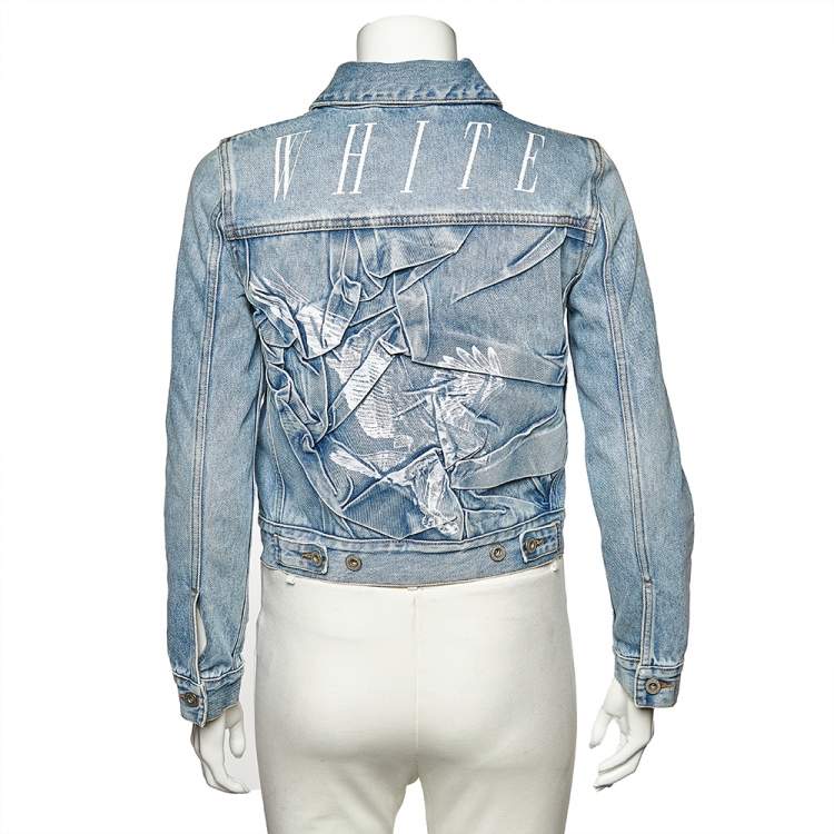 Pre Owned Off-White Blue Denim Distressed Button Front Jacket S