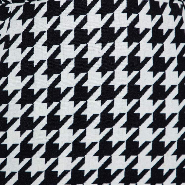Pre Owned Off-White Monochrome Houndstooth Print Wool Mini Wrap Skirt S