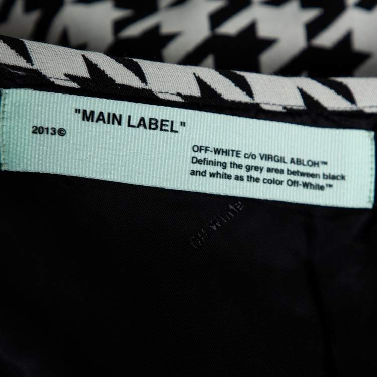 Pre Owned Off-White Monochrome Houndstooth Print Wool Mini Wrap Skirt S