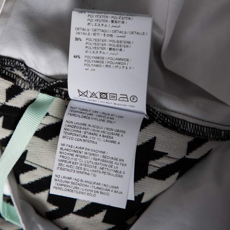 Pre Owned Off-White Monochrome Houndstooth Jacquard Wool Logo Trimmed Pants S
