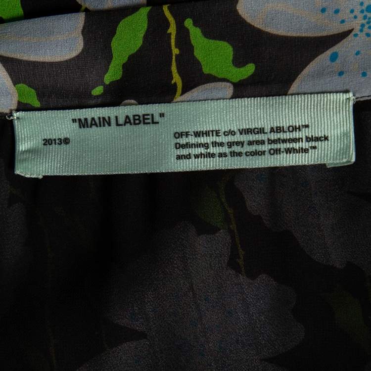 Pre Owned Off-White Multicolored Floral Printed Silk Pleated Midi Skirt M