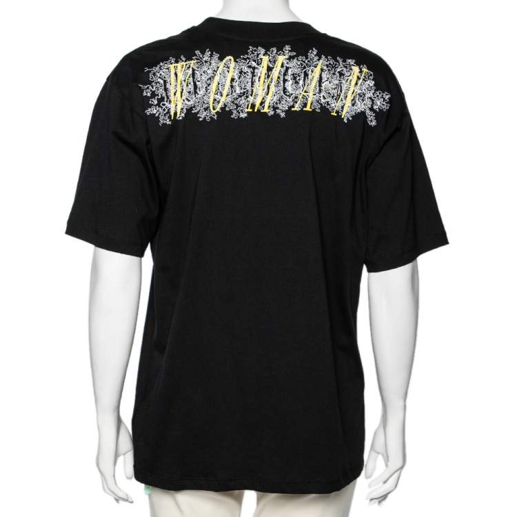Pre Owned Off-White Black Cotton Lady Diana Print Short Sleeve T-Shirt M 
