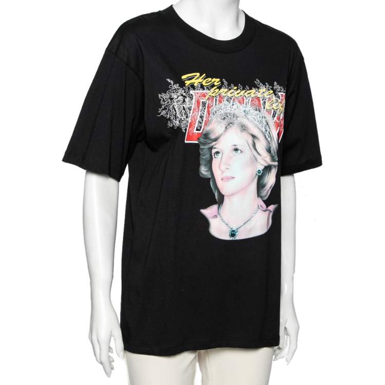 Off White Black Cotton Lady Diana Print Short Sleeve T Shirt M Off