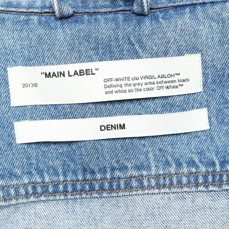 Pre Owned Off-White Indigo Light Wash Distressed Denim Jacket M