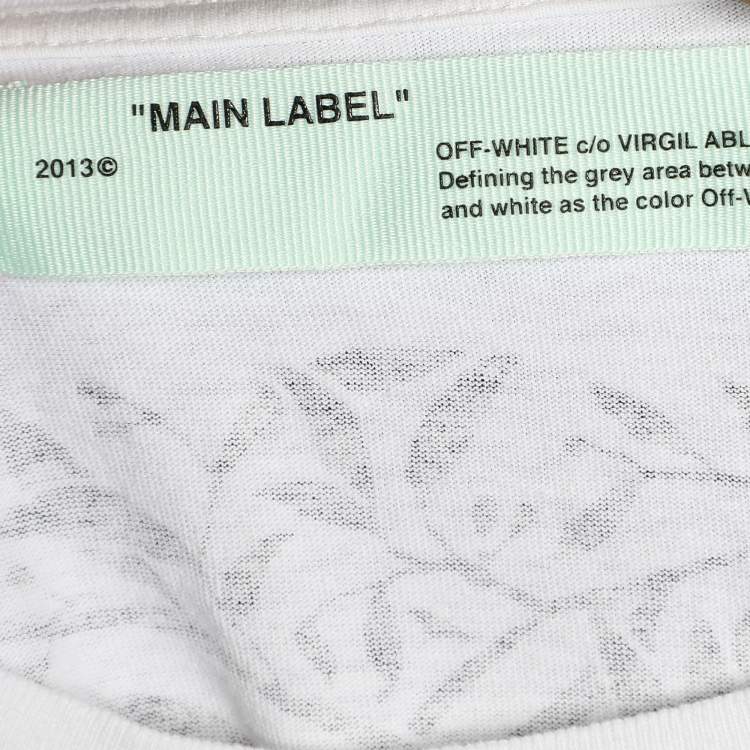 Pre Owned Off-White White Cotton Logo Printed Crew Neck T-Shirt M