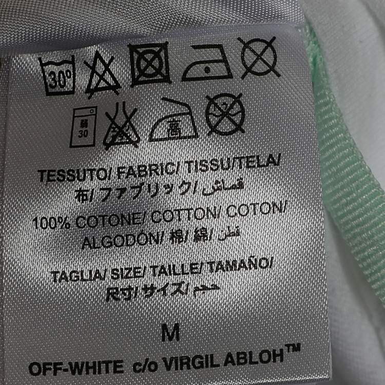 Pre Owned Off-White White Cotton Printed Crew Neck Oversized T-shirt M