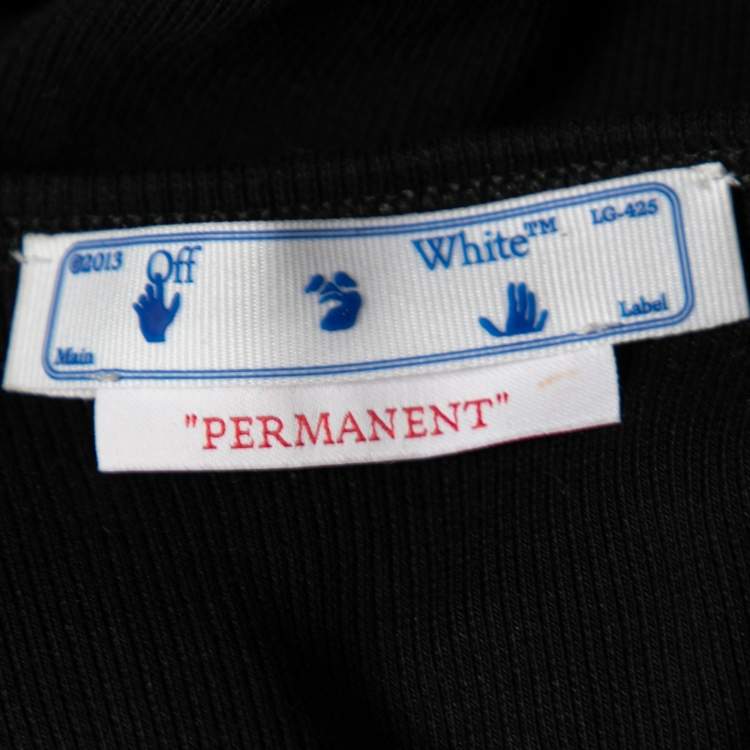 Pre Owned Off-White Black Printed Rib Knit Long Sleeve Bodysuit XS