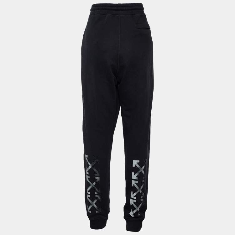 Pre Owned Off-White Black Cotton Knit Logo Track Pant M
