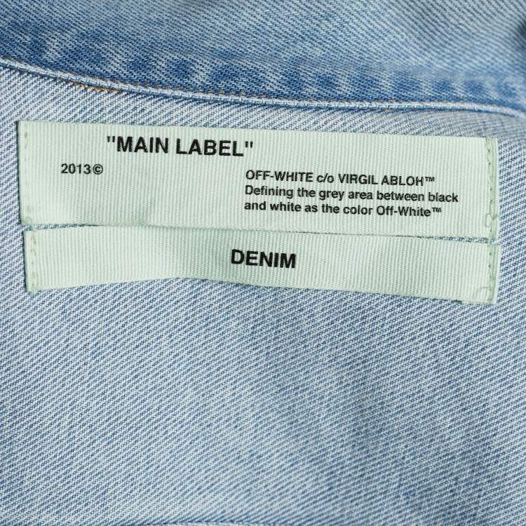 Pre Owned Off-White Indigo Distressed Denim Diagonals Denim Jacket M