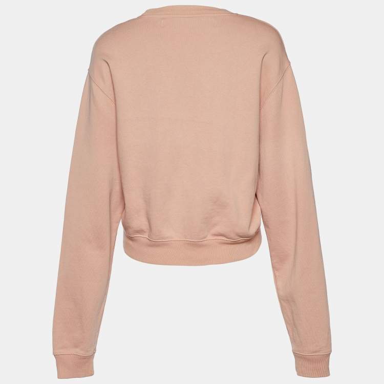 Pre Owned Off-White Coral Off Print Cotton Knit Cropped Sweatshirt S