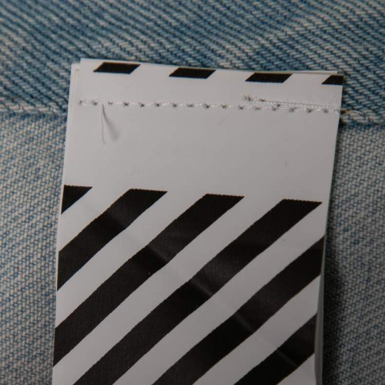 Pre Owned Off-White Light Blue Striped Denim Jacket S 