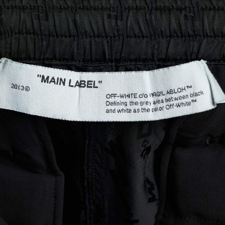 Pre Owned Off-White Black Logo Detail Satin Pallazo Pants M